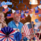 4E's Novelty 24 Pcs Patriotic Hanging Decorations, 6 Pcs Foldable Hanging Patriotic Paper Fans Red White Blue Decor with Star Streamer, American Independence Day Banner with USA Flag, USA Glory Decor